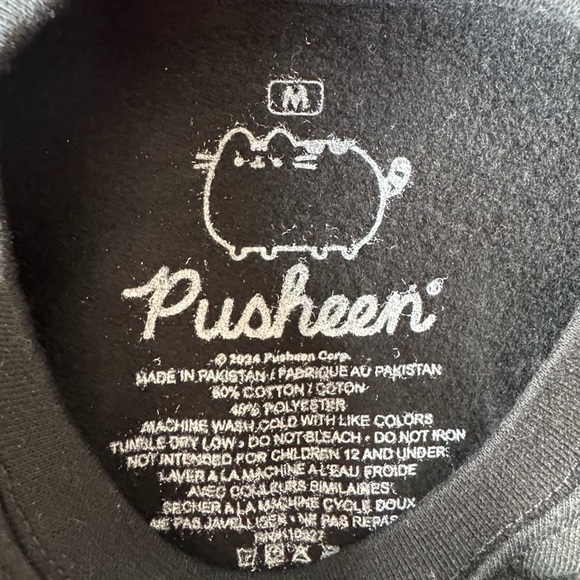 Welcome To Pusheen Cafe - Black Crewneck Pusheen "Let's Bake" sweatshirt Sz L - Picture 4 of 6